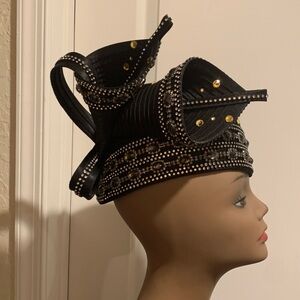 Black and Gold Embellished Hat